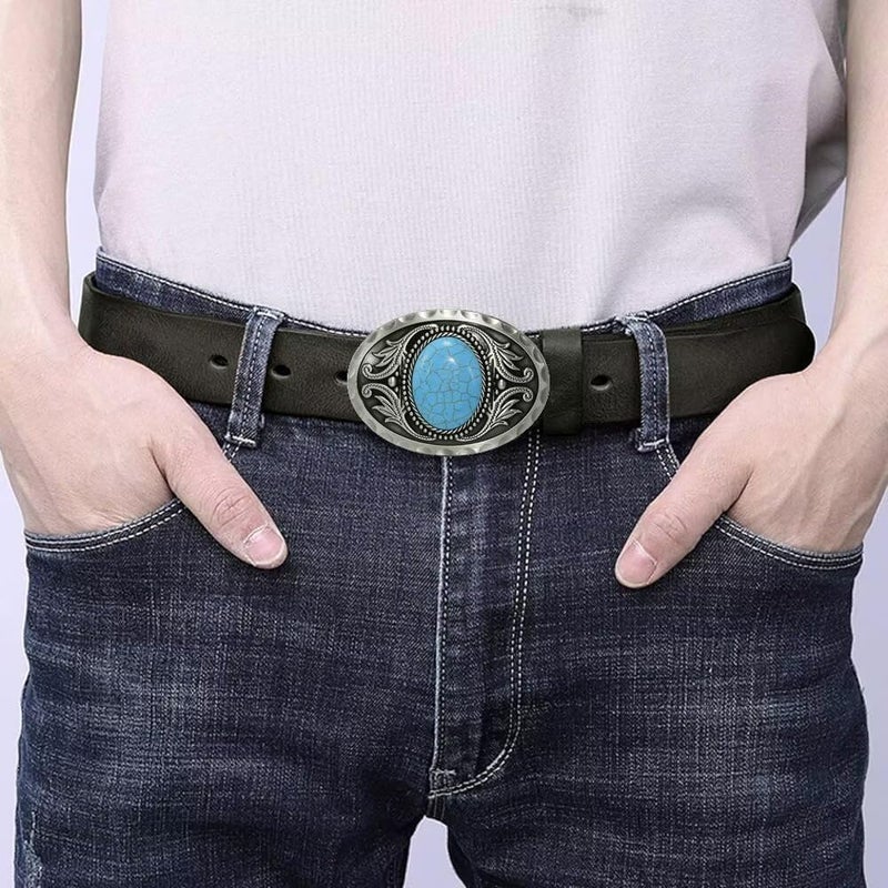 GURANSE Natural Gems Tiger Eyes Stone Belt Buckle With Acanthus Western Cowboy Style More Colors - Image 3
